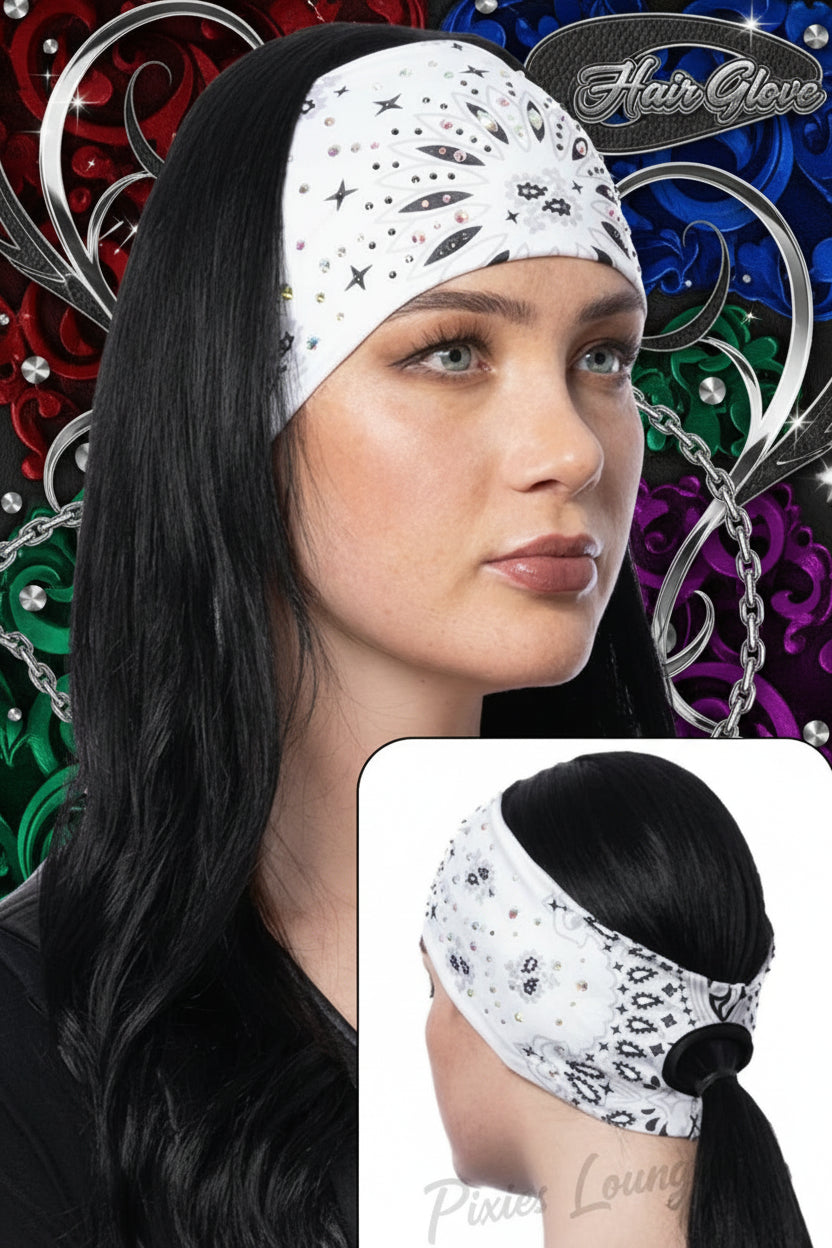 White Paisley w/Gems Ponytail EZ Bandz