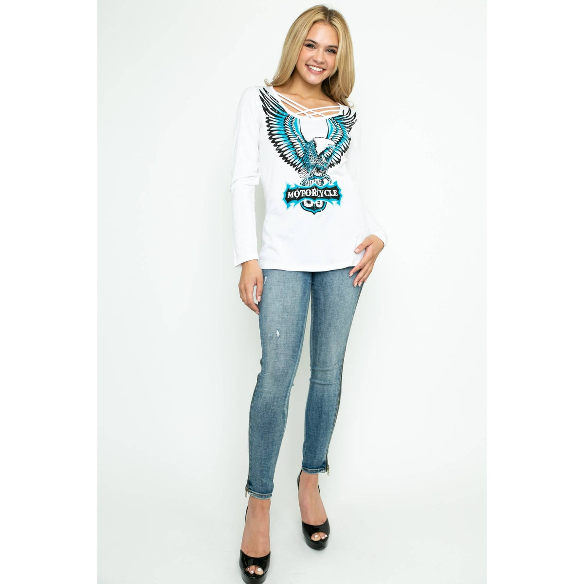LONG SLEEVE TOP WITH EAGLE WITH WINGS