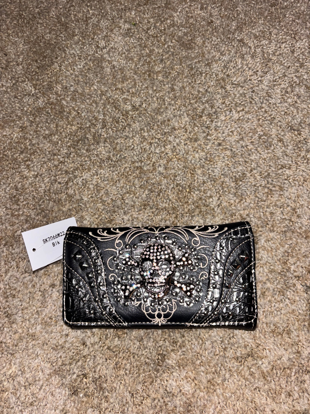 Rhinestone Skull Crossbody Wallet | Studded Western Organizer Purse