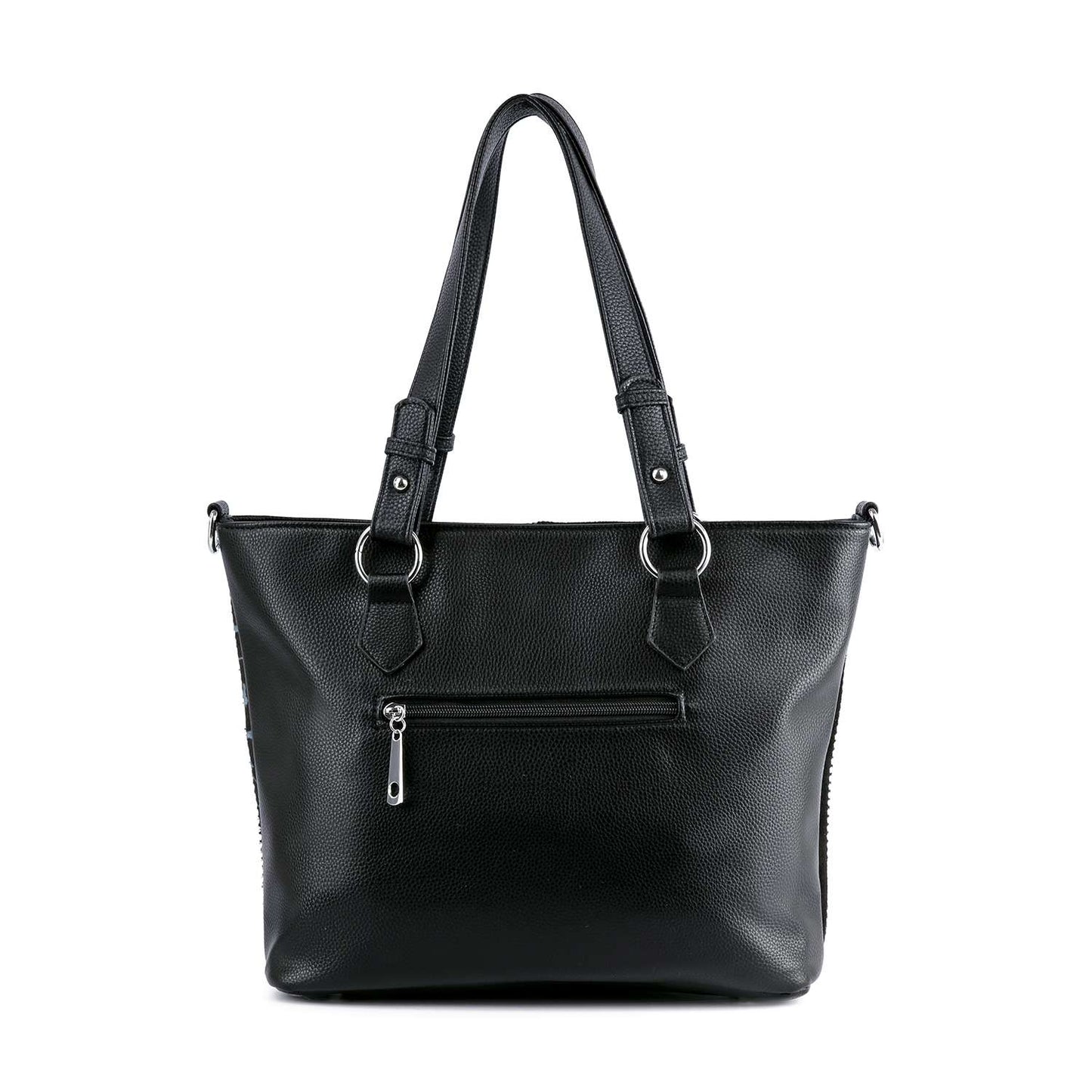 Rhinestone Skull Studded Tote Bag with Crossbody Strap