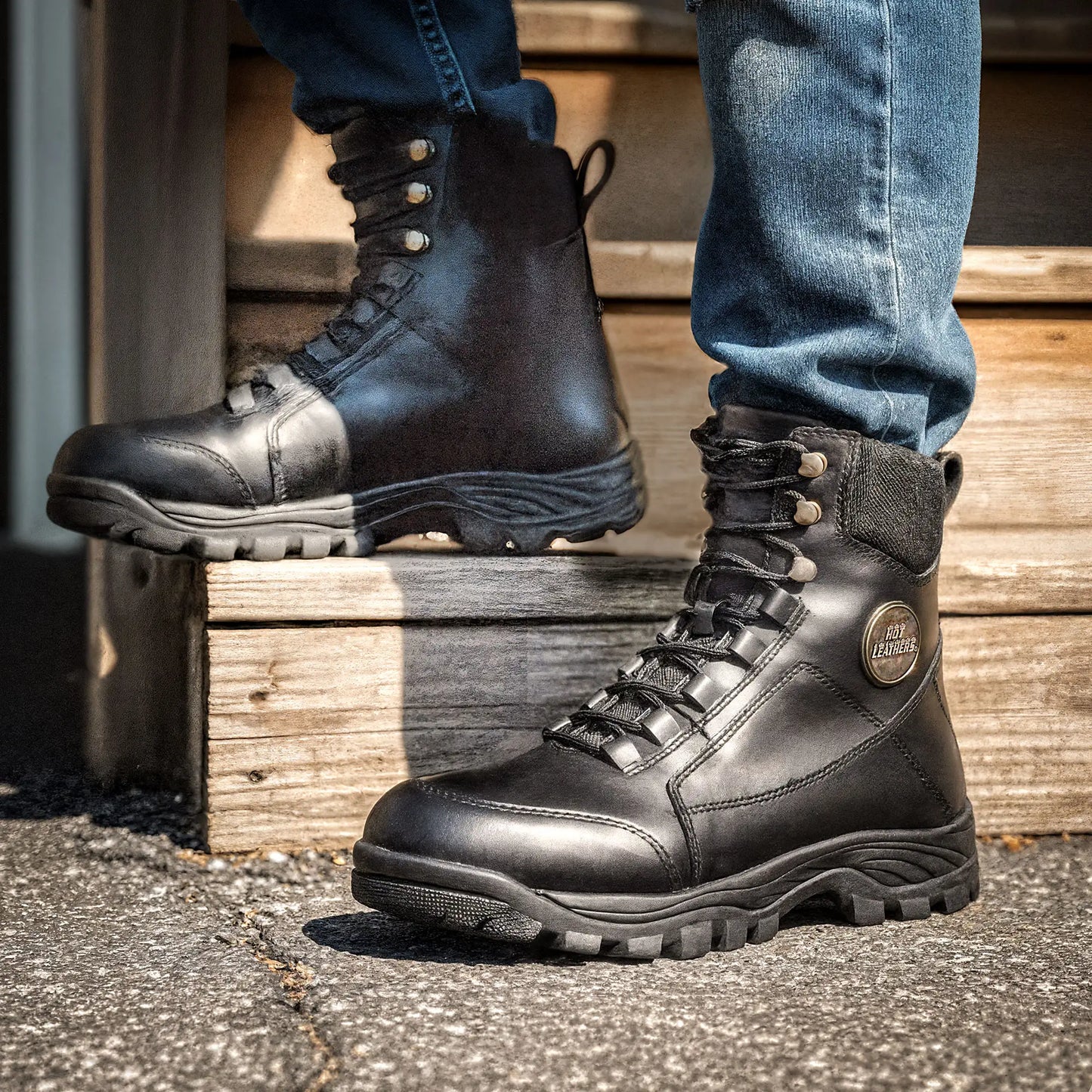 Hot Leathers Men's Black Leather Swat Style Lace Up Boots BTM1010