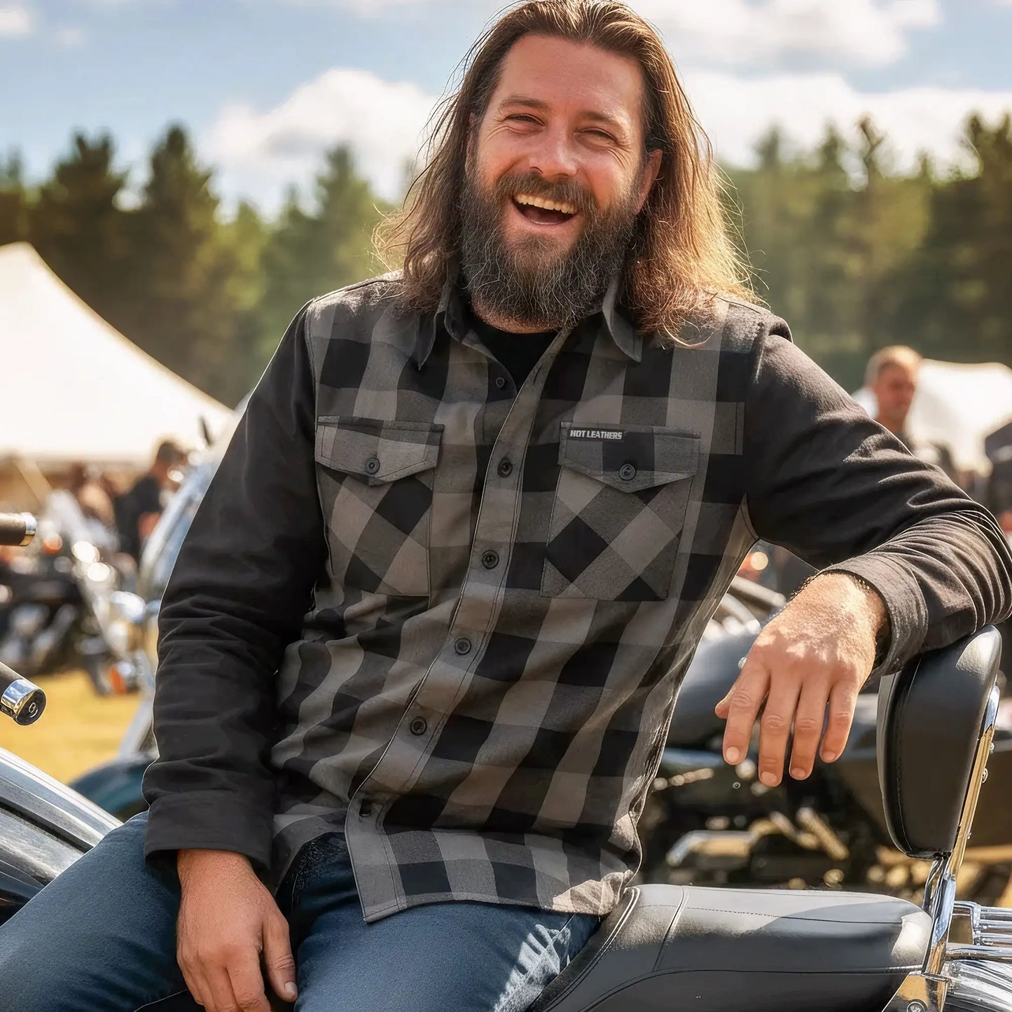 Hot Leathers Mens Black And Gray 2 Toned Long Sleeve Flannel Shirt FLM2042