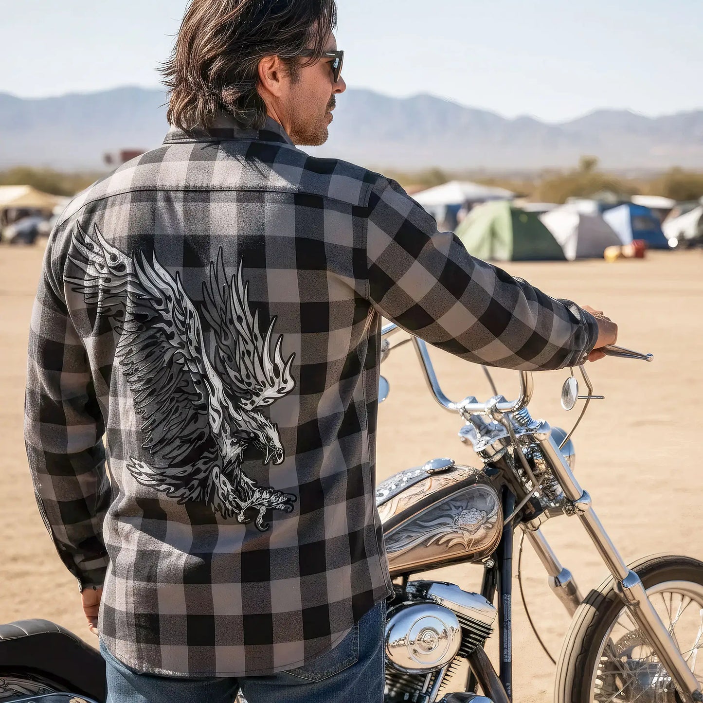 Hot Leathers FLM2102 Men's 'Tribal Eagle' Flannel Long Sleeve Shirt