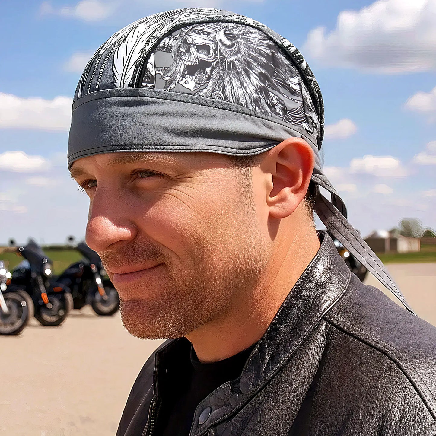 Hot Leathers Indian Chief Lightweight Gray Headwrap HWH1077