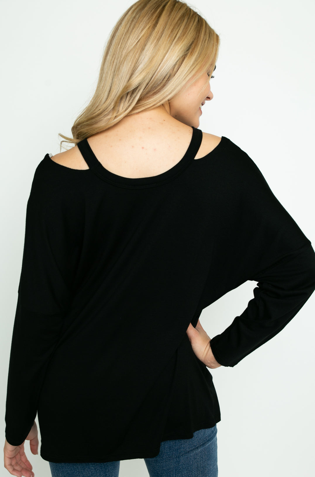 Vocal Distressed Skull Bling Top – Off-Shoulder