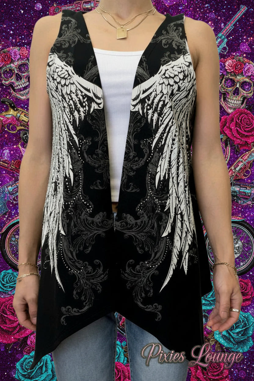 Women's Platinum Plush Wings of Protection Open Cardigan