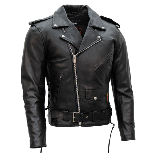 Hot Leathers JKM1002 Classic Men’s Motorcycle Leather Jacket with Zip Out Lining