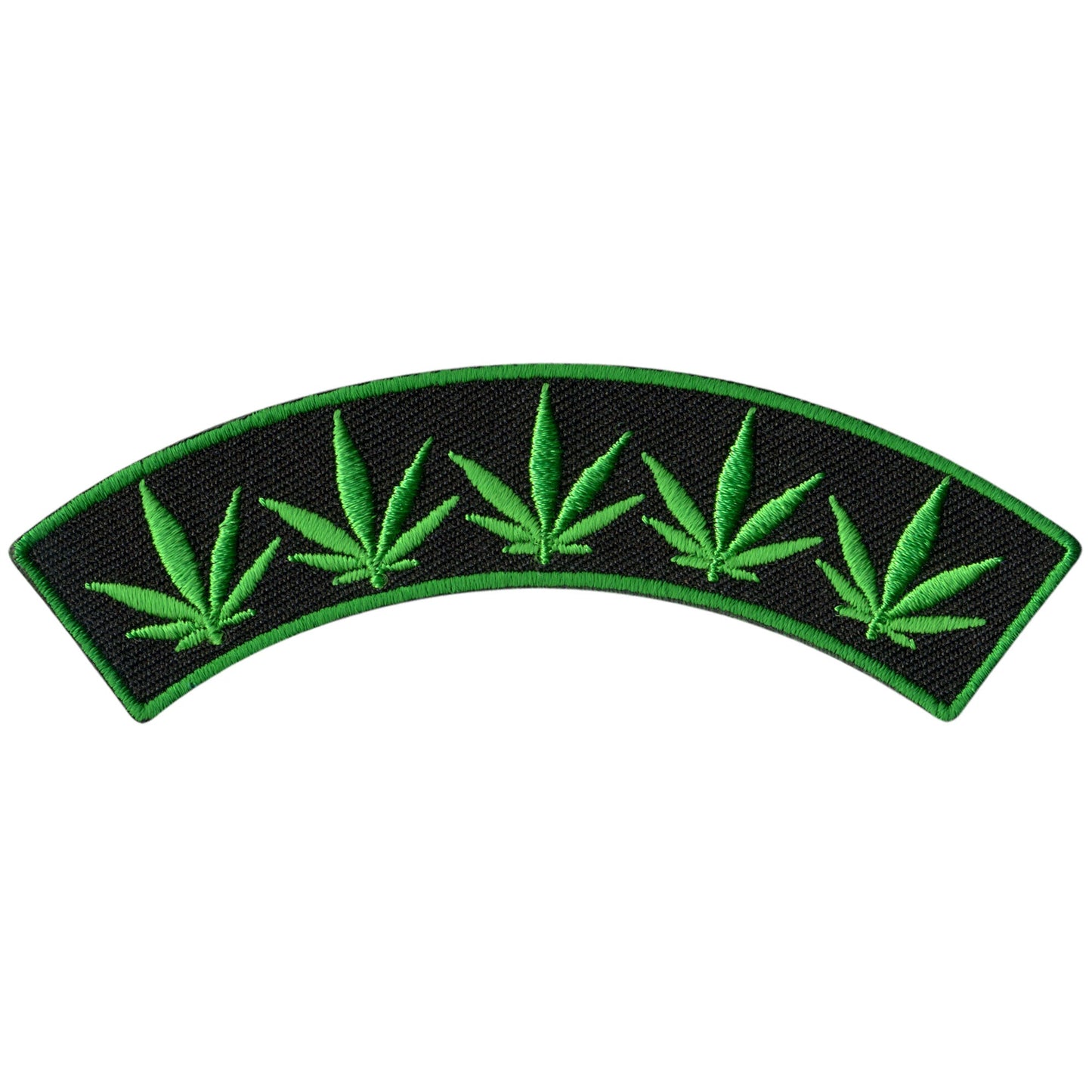 Hot Leathers Pot Leaves Top Rocker Embroidered Patch - 4" W x 1" H - Iron-On or Sew-On - PPM4150
