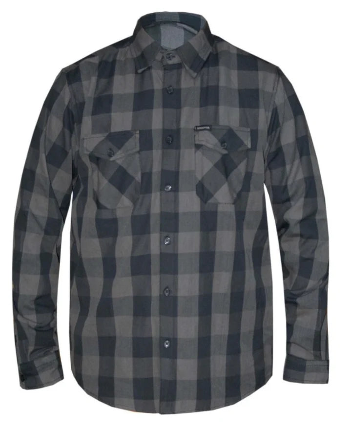 Derringer Mens Reflective 2nd Amendment Black and Gray Flannel Shirt