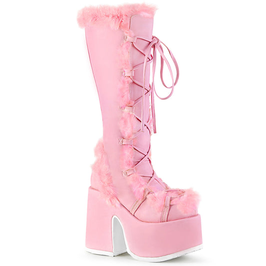 Pleaser Demonia Cubby-311 Platform Fur Knee High Boots