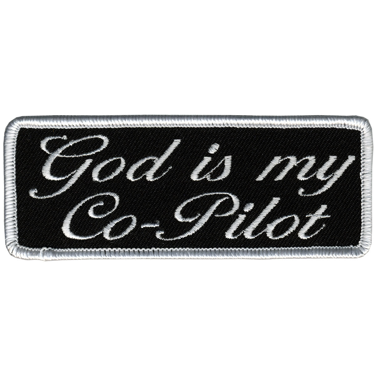 Hot Leathers God Is My Co-pilot Embroidered Patch - 4" W x 2" H - Iron-On or Sew-On - PPL9290
