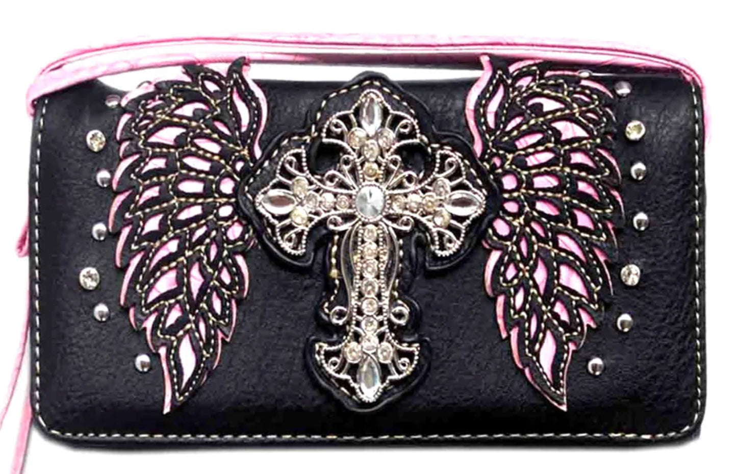 Angel Wings and Cross Cut Out Wallet/Clutch
