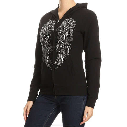 Platinum Plush “Protector” Angel Wings Long Sleeve Hoodie