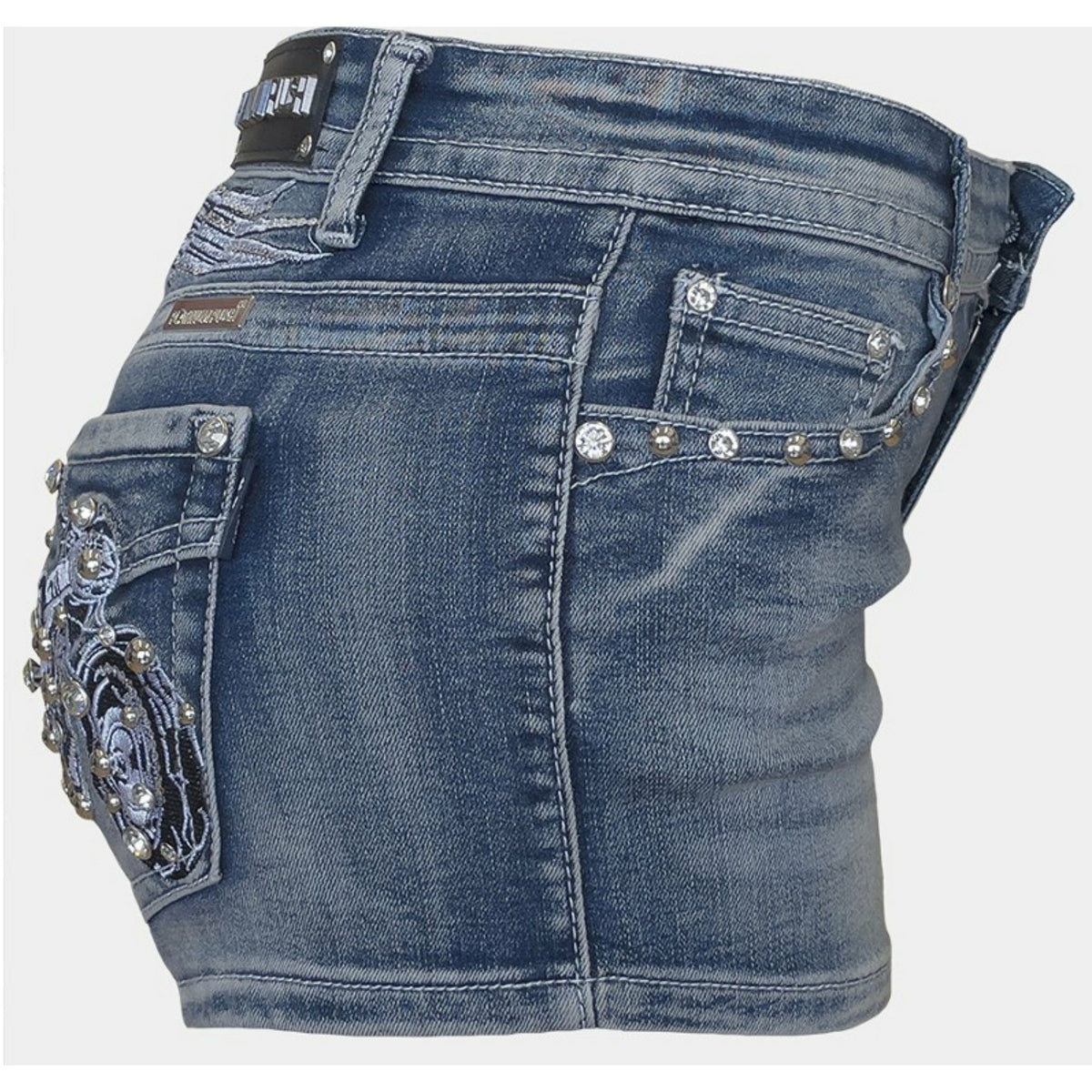 Women's Platinum Plush Riding Free Motorcycle Rhinestone Embellished Shorts