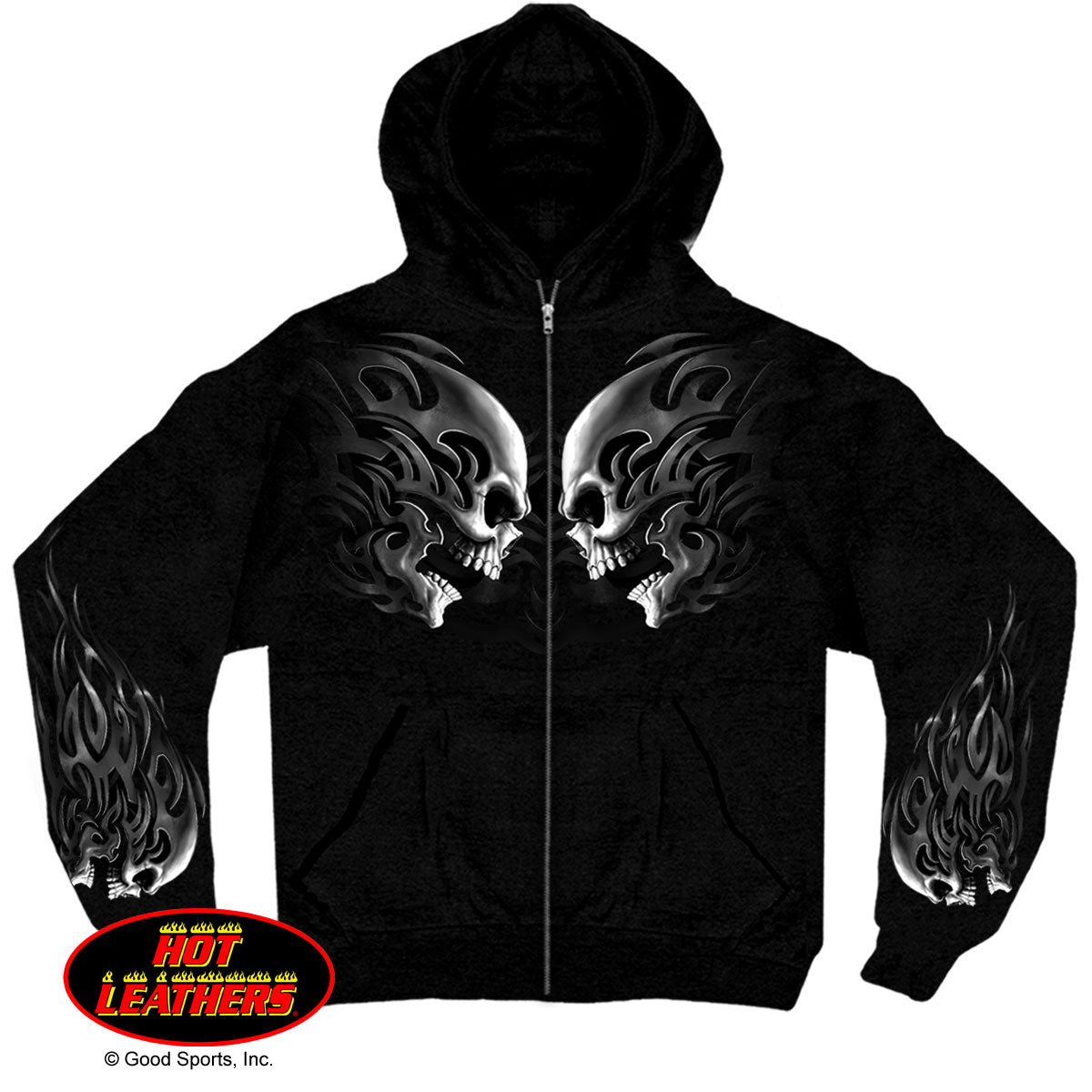 Hot Leathers Head Butt Biker Skulls Hoodie