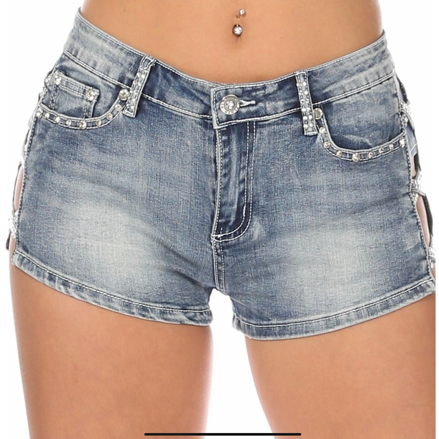 Cross Me I Dare You Platinum Plush Jean Shorts