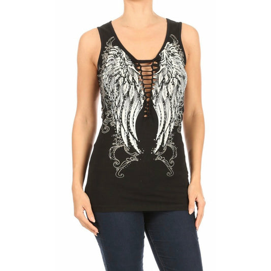 Platinum Plush Braided V Neck Angel Wing Top