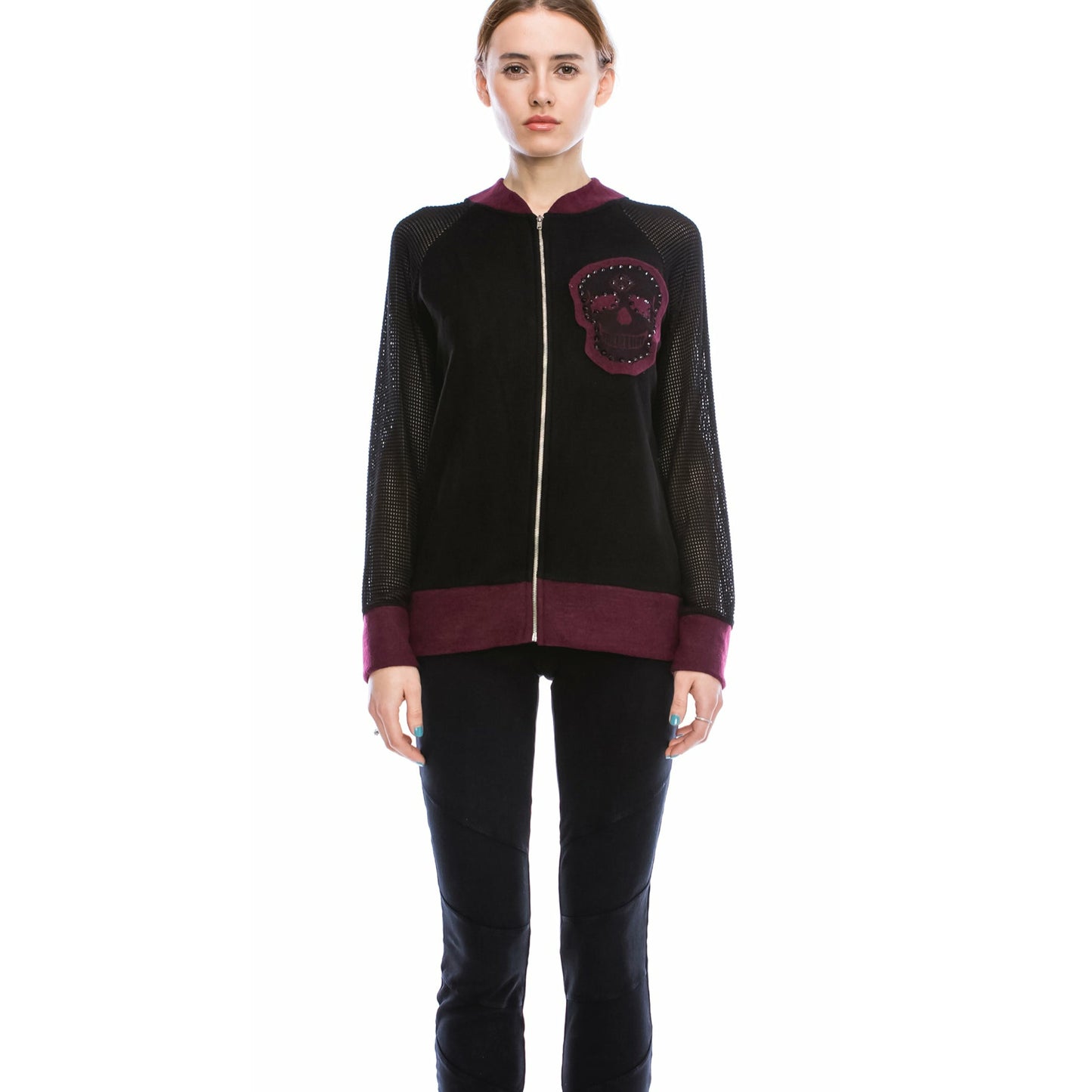 Vocal Zipper Up Skull Mesh Sleeve Jacket