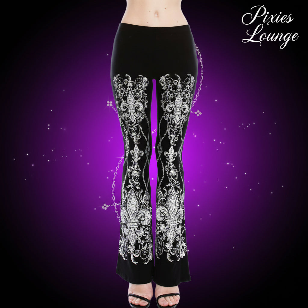 Vocal Fleur De Lis Rhinestone Pants