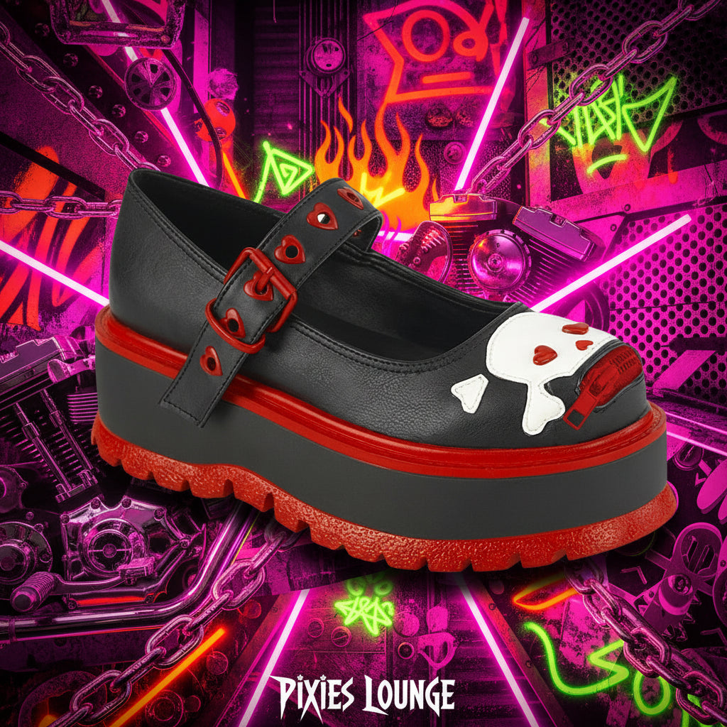 Pleaser Demonia Skully Mary Janes