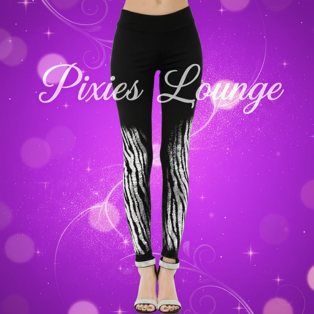 Vocal Zebra Sparkle Foil Leggings