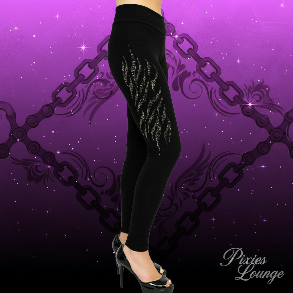 Vocal Rhinestone Flames Legging