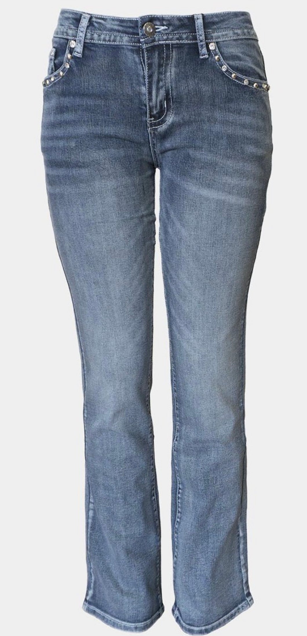 Women's Platinum Plush Route 66 American Rhinestone Embellished Jeans