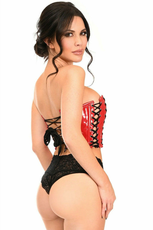 Lavish Red Patent w/Black Lacing Lace-Up Bustier - Daisy Corsets