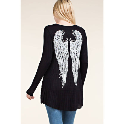 LONG SLEEVE TOP WITH WINGS AND STONES