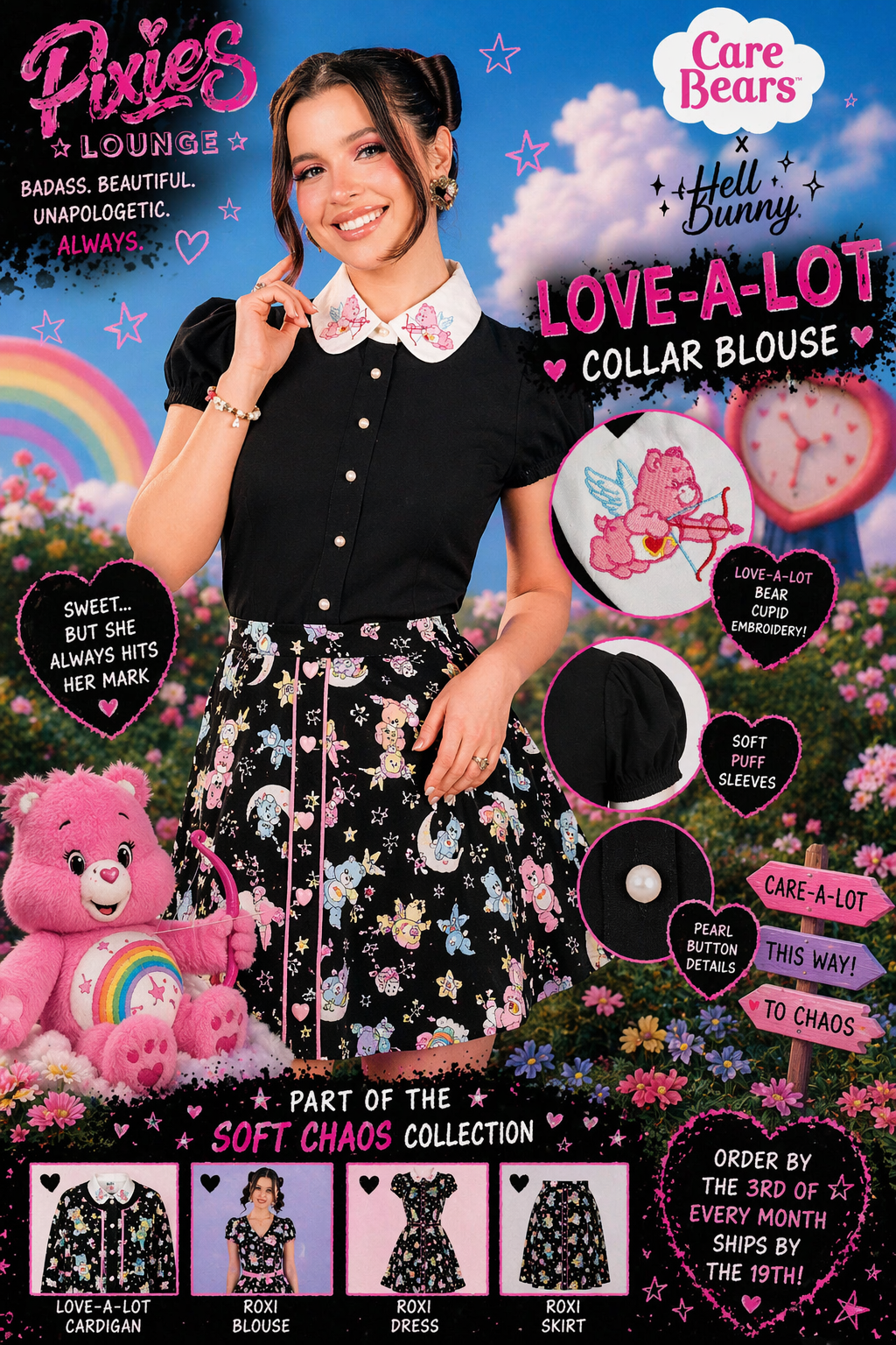 Care Bears x Hell Bunny Love-A-Lot Collar Blouse