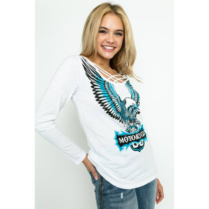 LONG SLEEVE TOP WITH EAGLE WITH WINGS