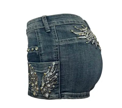 Platinum Plush “Halo & Horsepower” Rhinestone Cargo Shorts