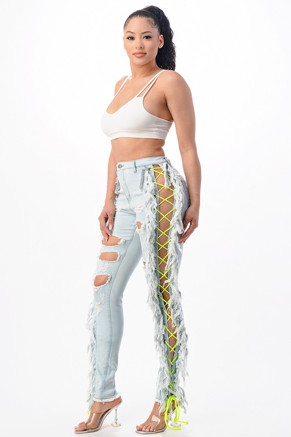 Purple Candy Electric Rebel Neon Lace-Up Rally Jeans