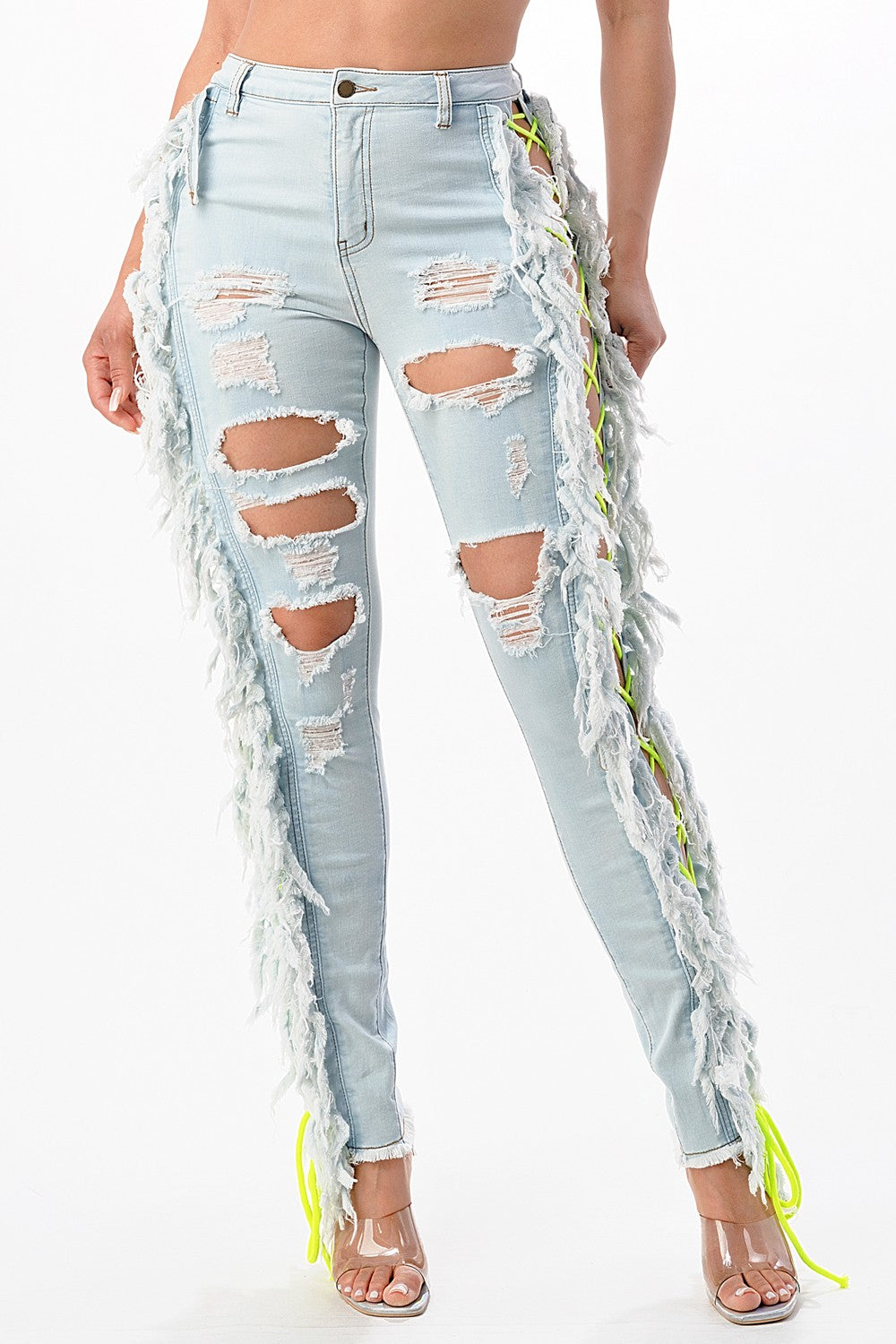Purple Candy Electric Rebel Neon Lace-Up Rally Jeans