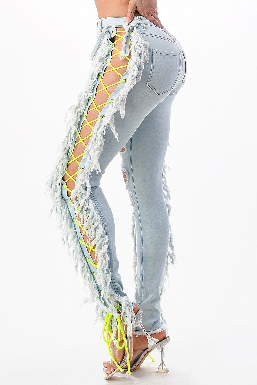 Purple Candy Electric Rebel Neon Lace-Up Rally Jeans