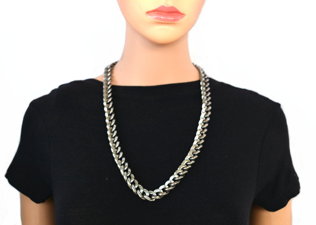 SK1791N Necklace 26" Stainless Steel 1/2" Wide Tattoo Hook Link Design