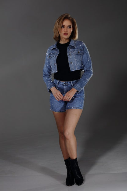 Women’s Diamond Dust Cropped Rhinestone Jacket