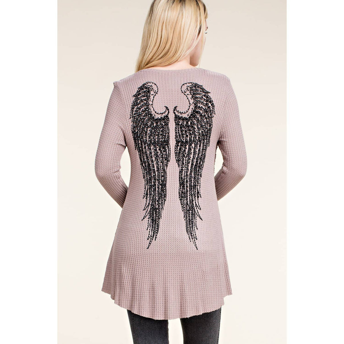 LONG SLEEVE TOP WITH WINGS AND STONES