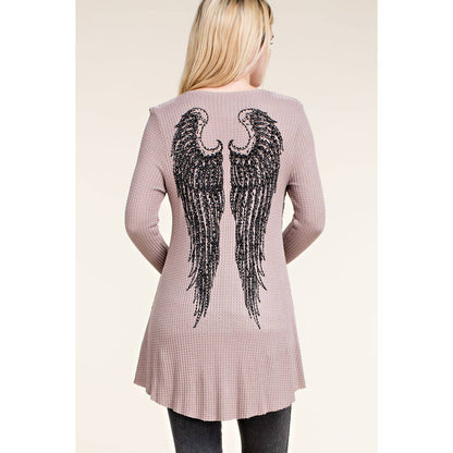 LONG SLEEVE TOP WITH WINGS AND STONES