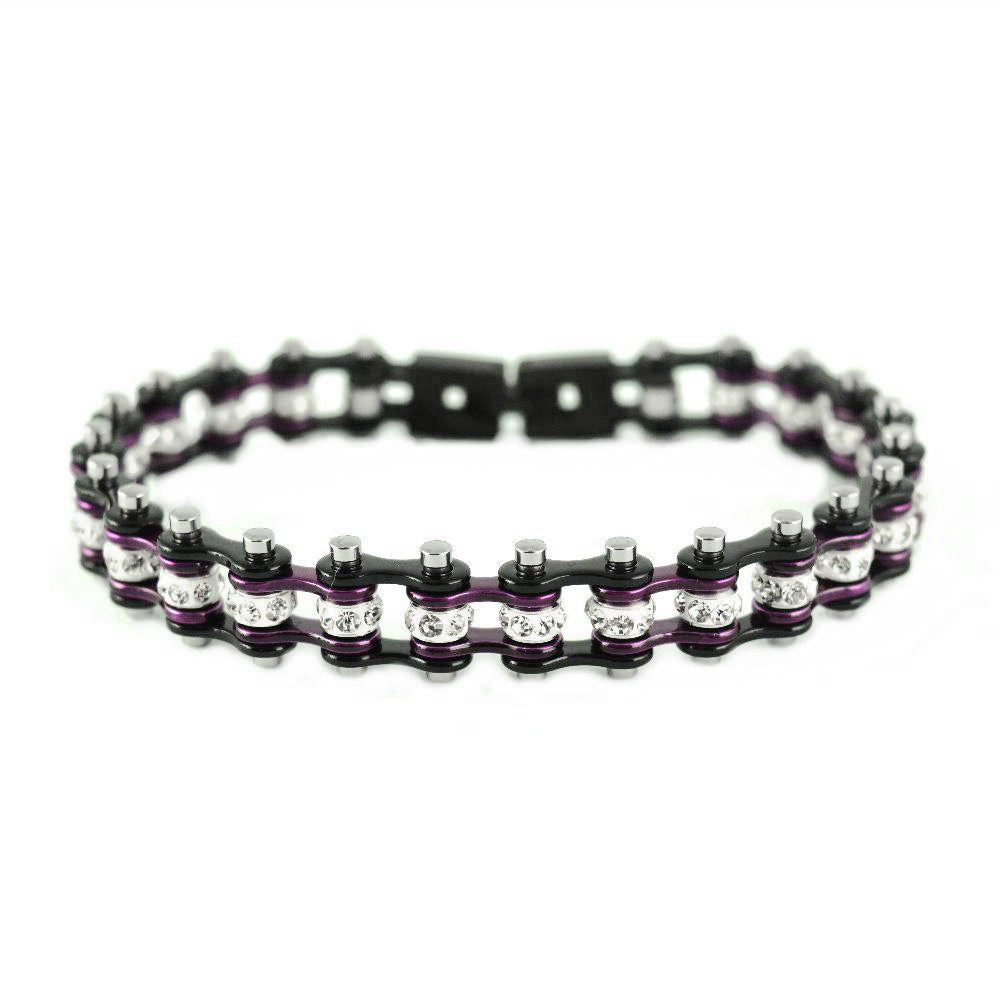 SK2009 Wide Mini Size Two Tone Black Candy Purple With White
