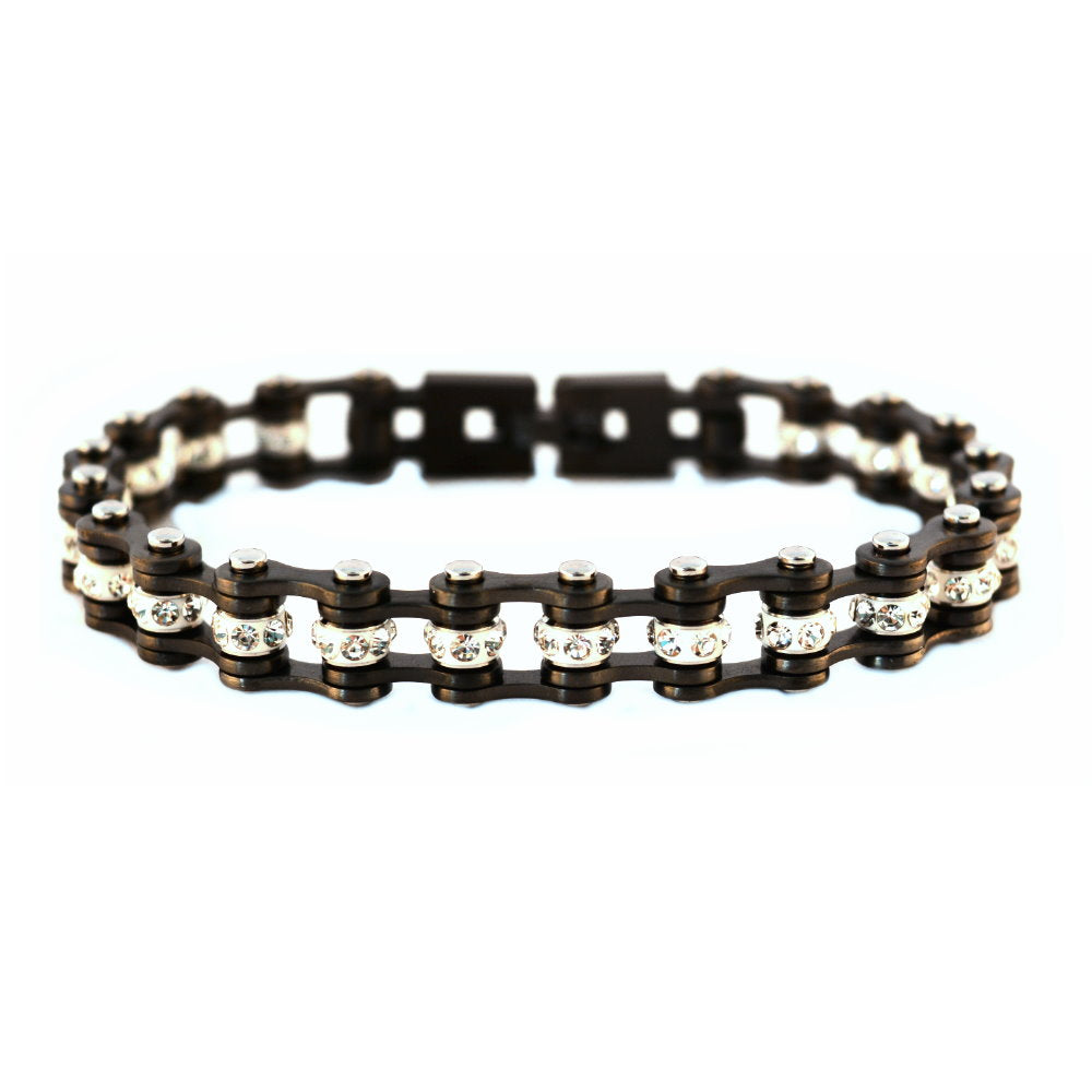 SK2020  Mini Size Gunmetal With White Crystal Centers