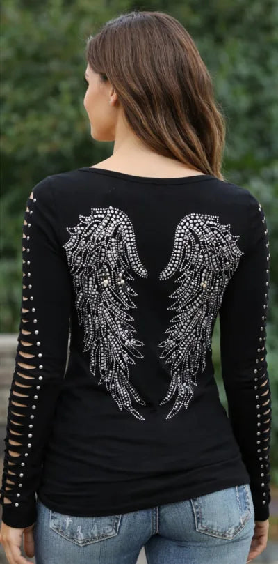 Platinum Plush Phoenix Steel Wing Rhinestone Top