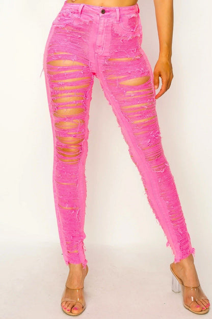 Neon Shredder Destroyed Ripped Jeans