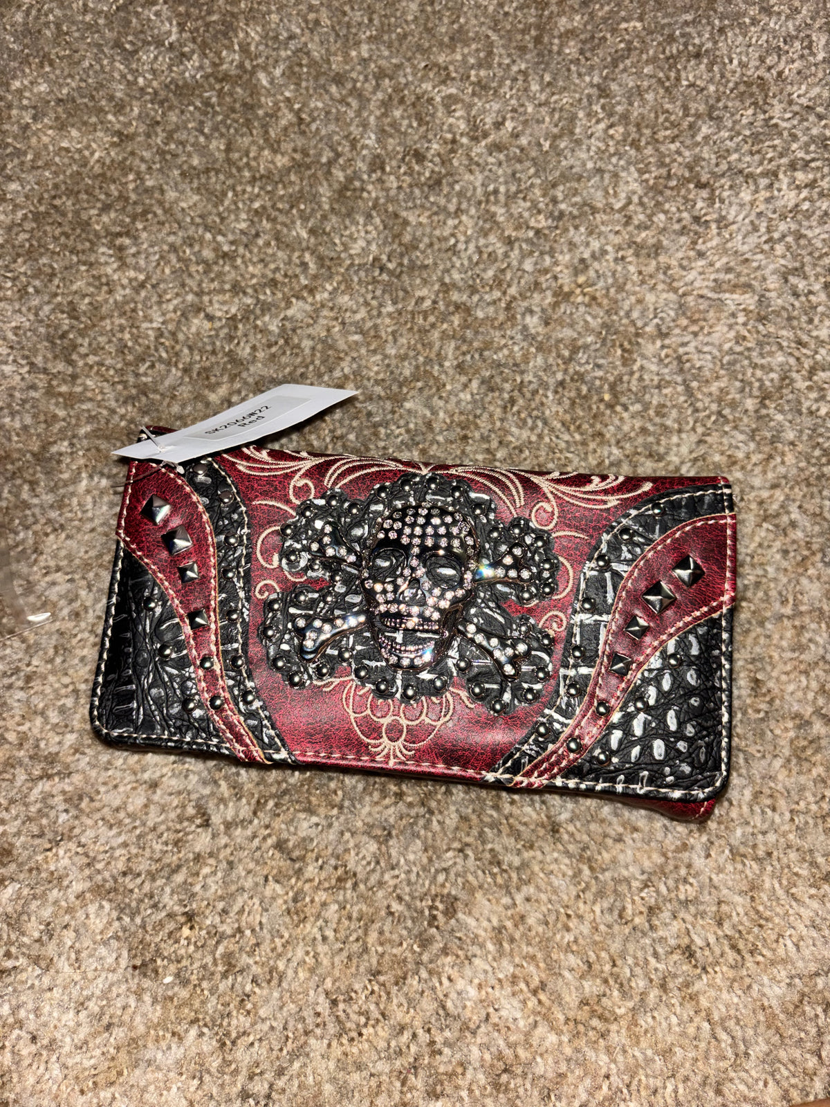 Rhinestone Skull Crossbody Wallet | Studded Western Organizer Purse