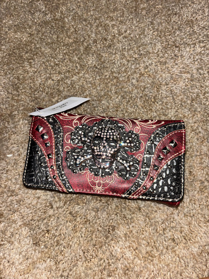 Rhinestone Skull Crossbody Wallet | Studded Western Organizer Purse
