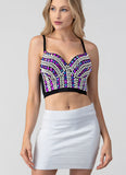 Rhinestone Beaded Push Up Bustier Bra Crop Top