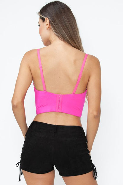 Lydia USA Rainbow Stones Pattern Crop Bustier Top