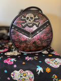 Round 3D Skull Studded Embossed Handbag