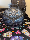 Round 3D Skull Studded Embossed Handbag