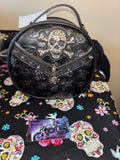 Round 3D Skull Studded Embossed Handbag